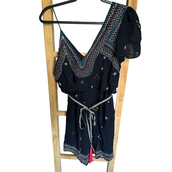 Free People These Eyes Together Dress One Shoulder Embroidery Detail Size Medium - Picture 4 of 14